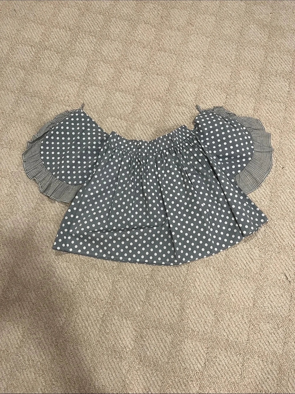 Polka Dot Ruffle Mini Skirt - Grey/White